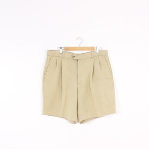 Palmer Golf Double Pleat Beige Golf Shorts